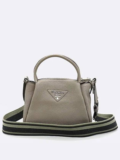 1BC145 Soft Vitello Dino Silver Logo Small Tote Bag Shoulder Strap 2WAY - PRADA - BALAAN 2