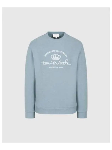 TRAVISMATHEW Men s Classic Emblem Ulterry Sweatshirt Blue - TRAVIS SCOTT - BALAAN 1