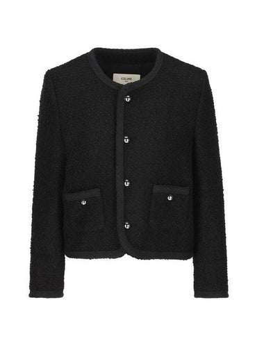 Chelsea Cashmere Bouclette Natté Jacket Black - CELINE - BALAAN 1