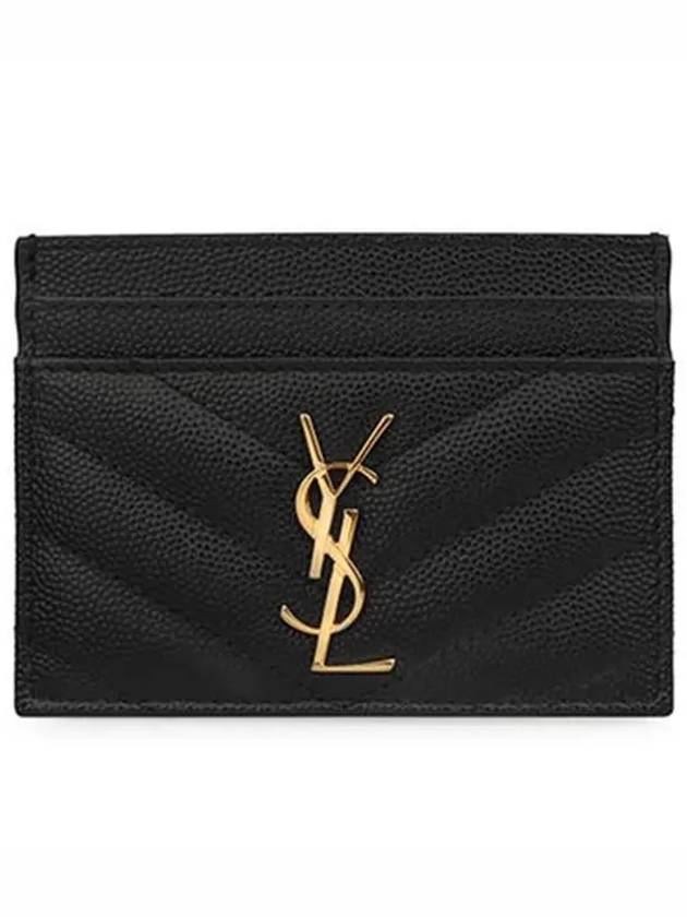 Gold Hardware Matelasse Caviar Leather Card Wallet Black - SAINT LAURENT - BALAAN 2