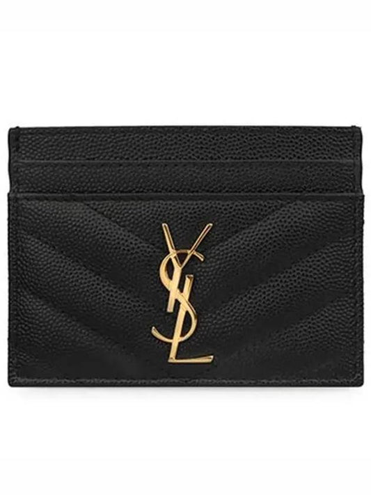 Gold Hardware Matelasse Caviar Leather Card Wallet Black - SAINT LAURENT - BALAAN 2