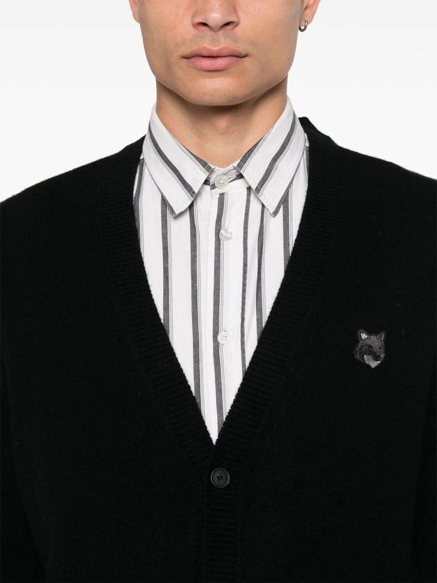 Bold Fox Head Patch Regular Lambswool Cardigan Black - MAISON KITSUNE - BALAAN 3