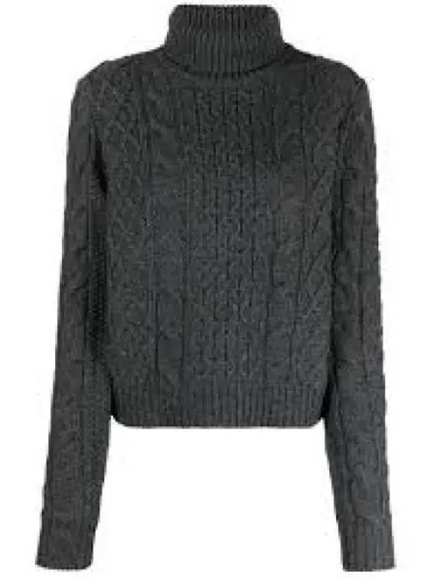 S Max Mara Lapollet high neck wool cable knit charcoal 93660833600001 1233960 - S MAX MARA - BALAAN 1