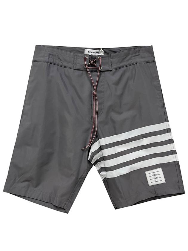 Men's Diagonal Drawstring Waist Board Swim Shorts Mid Grey - THOM BROWNE - BALAAN 2