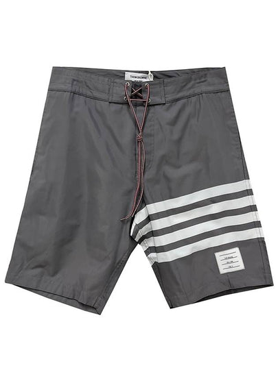 Men's Diagonal Drawstring Waist Board Swim Shorts Mid Grey - THOM BROWNE - BALAAN 2