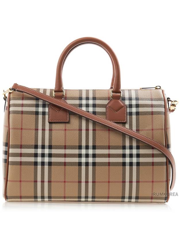 Medium Check Bowling Tote Bag Archive Beige Briar Brown - BURBERRY - BALAAN 4