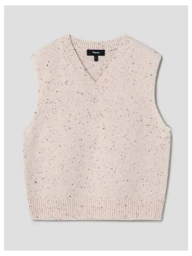 Women s Wool Cashmere Donegal Sunken Vest Cream Multi Domestic Product GM0023100625716 - THEORY - BALAAN 1