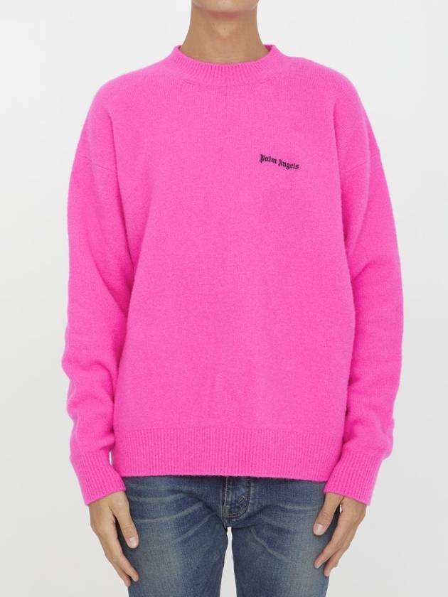 Basic Logo Crew Sweatshirt Fuschia PMHE054F23KNI0053210 - PALM ANGELS - BALAAN 2