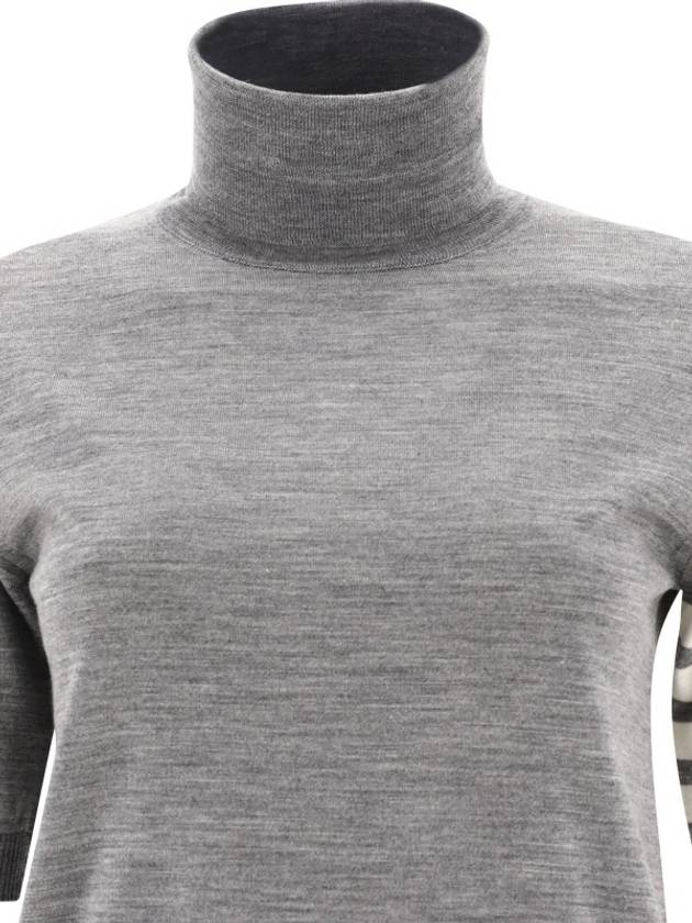 Fine Merino 4 Bar Relaxed Short Sleeve Turtleneck Grey - THOM BROWNE - BALAAN 4