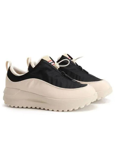 Travel Flow Zip Trainer Low Top Sneakers Black Canvas Cream - HUNTER - BALAAN 1