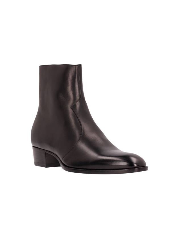 Classic Wyatt Zipper Ankle Boots Black - SAINT LAURENT - BALAAN 3