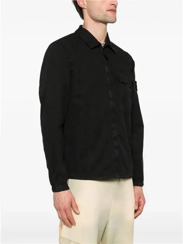 Old Treatment Garment Dyed Overshirt Jacket Black - STONE ISLAND - BALAAN 4