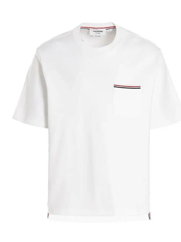 Cotton Oversized Pocket Short Sleeve T-Shirt White - THOM BROWNE - BALAAN 3