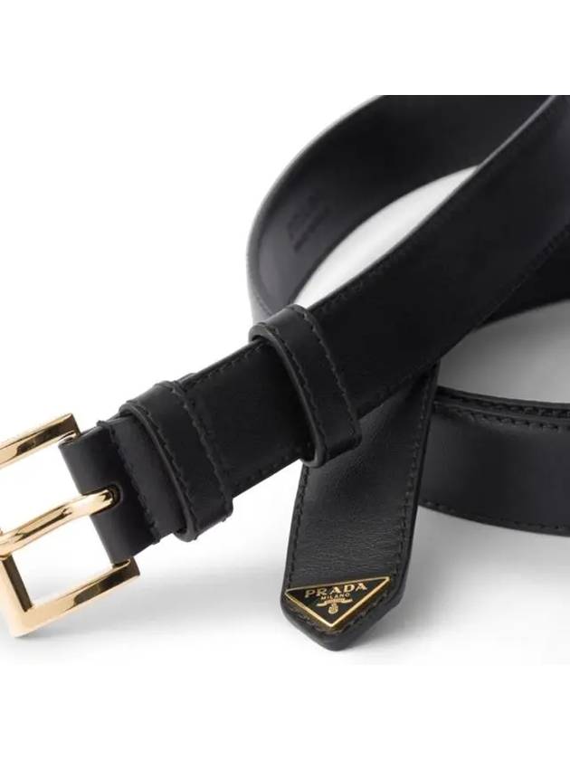 Logo Leather Belt Black - PRADA - BALAAN 6