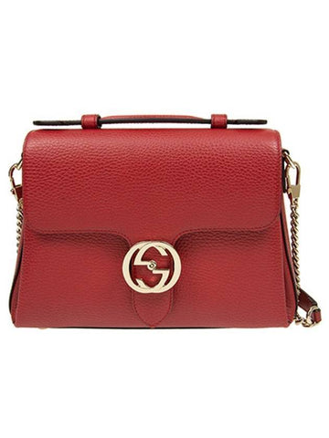 GG Interlocking Chain Small Top Handle Shoulder Bag Red - GUCCI - BALAAN 1