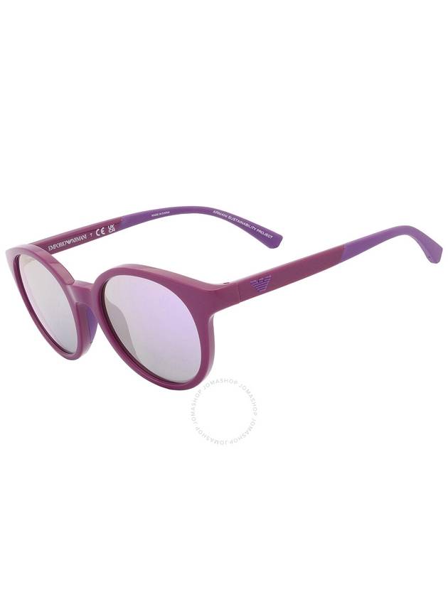 Emporio Armani Grey Mirror Violet Round Ladies Sunglasses EA4185 51154V 47 - EMPORIO ARMANI - BALAAN 3