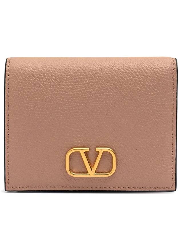 V Logo Signature Flap Compact Half Wallet Rose Canel - VALENTINO - BALAAN 2