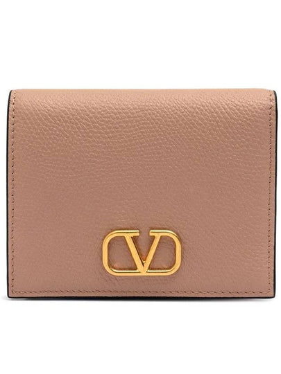 V Logo Signature Flap Compact Half Wallet Rose Canel - VALENTINO - BALAAN 2