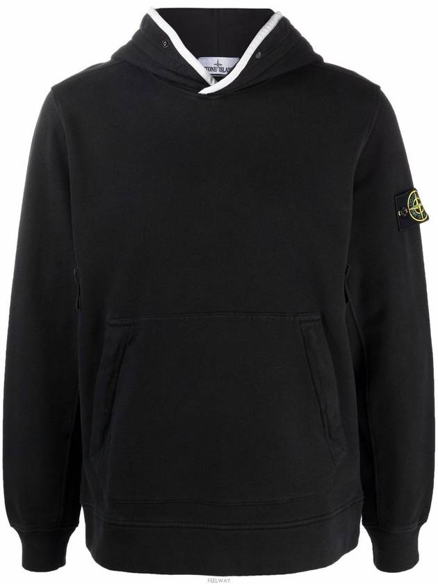 Wappen Patch Cotton Hoodie Black - STONE ISLAND - BALAAN 3