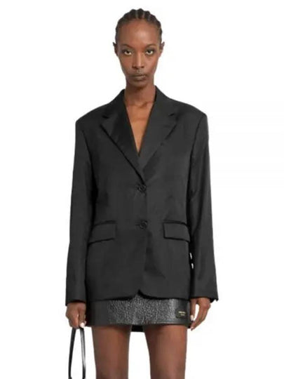 Single Breasted Nylon Blazer Jacket Black - PRADA - BALAAN 2