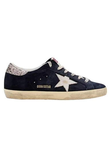 Superstar Glitter Tab Suede Low Top Sneakers Navy - GOLDEN GOOSE - BALAAN 1