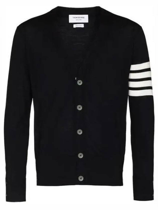 Men's Sustainable Classic Diagonal Wool Cardigan Navy - THOM BROWNE - BALAAN 2