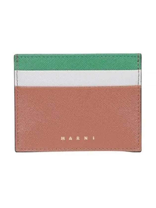 Saffiano Color Block Card Wallet Brown - MARNI - BALAAN 2