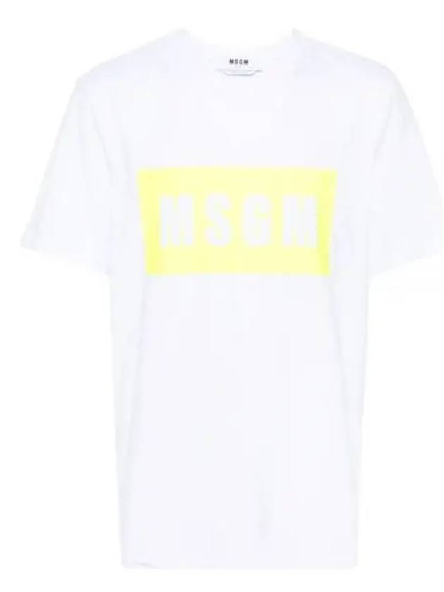 MSGM - Box Logo Print Cotton Short Sleeve T-Shirt White3640MM520F 247002 01  - BALAAN