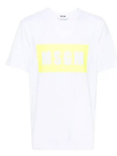 Box Logo Print Cotton Short Sleeve T-Shirt White - MSGM - BALAAN 2