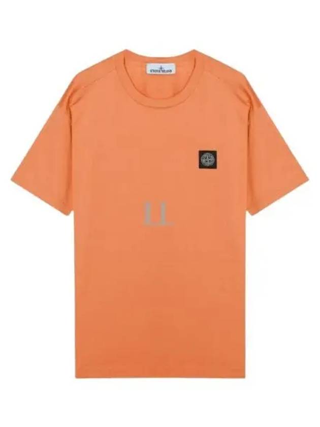 Logo Patch Cotton Short Sleeve T-Shirt Orange - STONE ISLAND - BALAAN 2