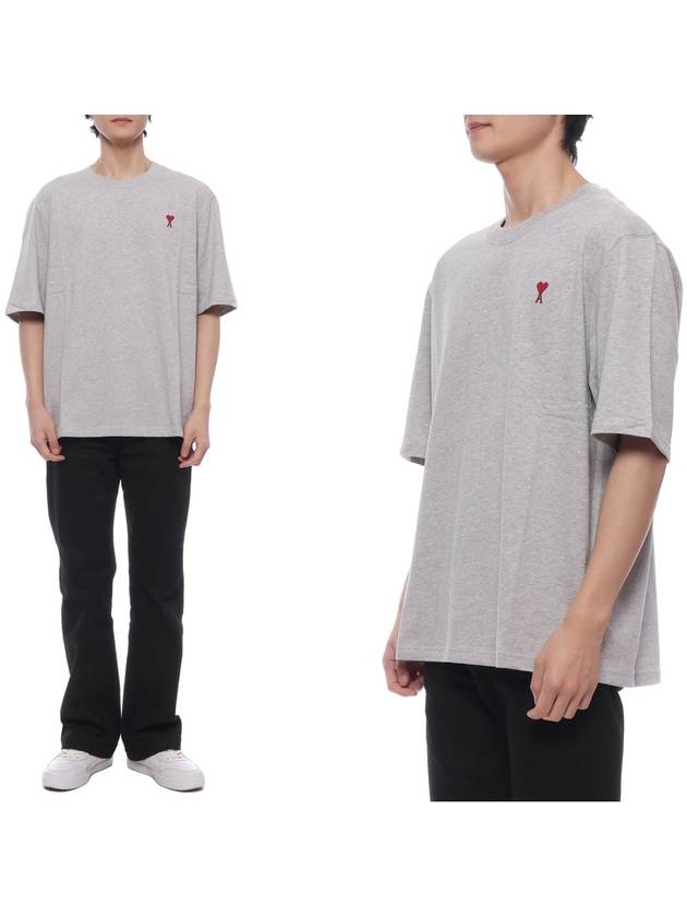 Small Heart Logo Boxy Fit Short Sleeve T-shirt Grey - AMI - BALAAN 2