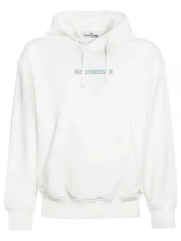 Logo Drawstring Hoodie White - STONE ISLAND - BALAAN 2