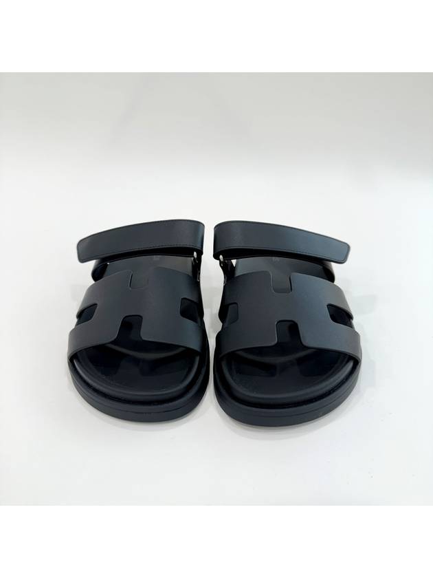 Chypre Leather Sandals Black - HERMES - BALAAN 7