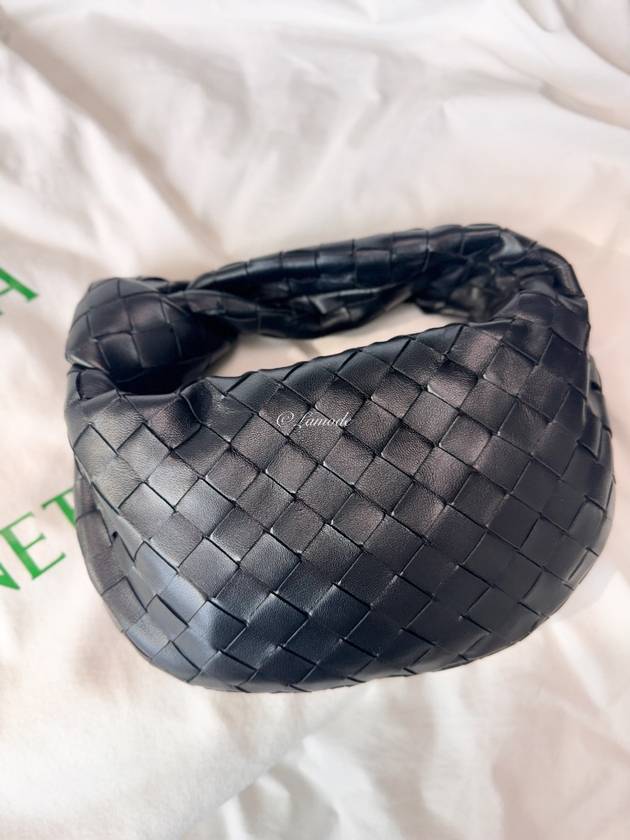 Jodie Intrecciato Small Tote Bag Black - BOTTEGA VENETA - BALAAN 3