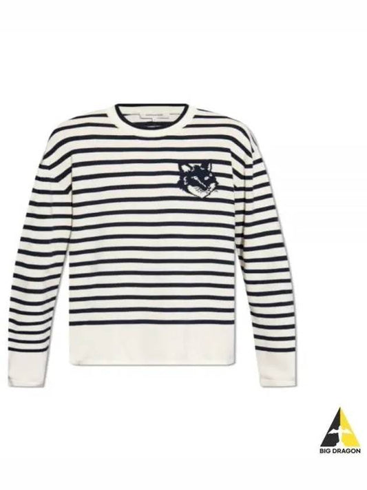 Fox Motif Cotton Long Sleeve T-Shirt Black White - MAISON KITSUNE - BALAAN 2