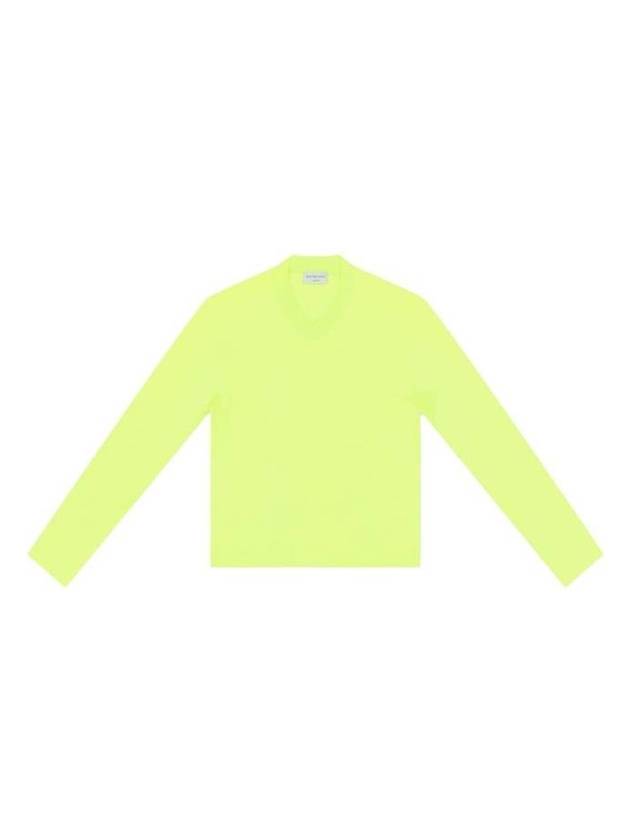 V-neck logo tab long-sleeved T-shirt neon green - BALENCIAGA - BALAAN 1