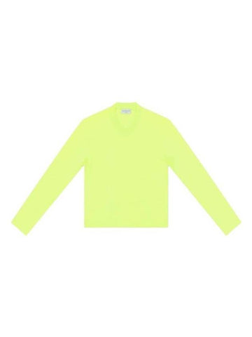 V-neck logo tab long-sleeved T-shirt neon green - BALENCIAGA - BALAAN 1