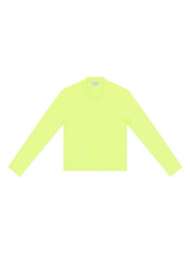 V-neck logo tab long-sleeved T-shirt neon green - BALENCIAGA - BALAAN 1