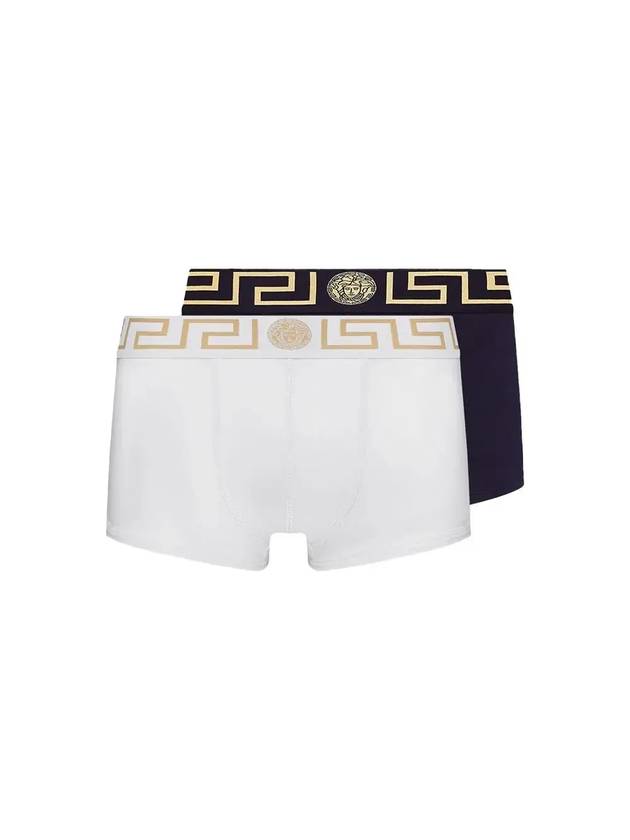 Men's Greca Border Briefs 2 Pack White Blue - VERSACE - BALAAN.