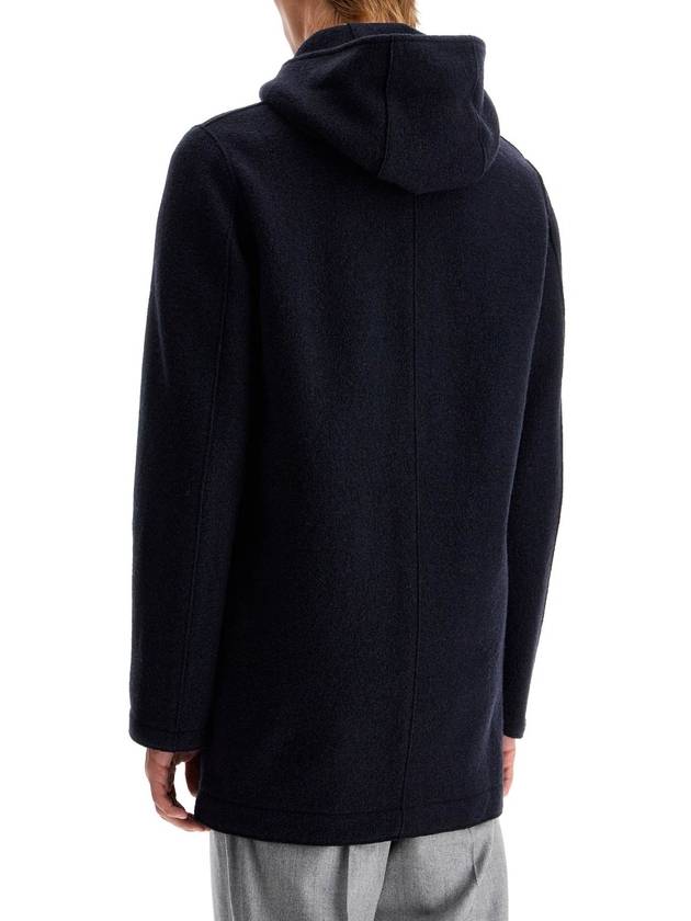 hooded wool coat in boiled wool - HARRIS WHARF LONDON - BALAAN 3