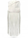 Calfskin The Fringe Pouch Shoulder Bag White - BOTTEGA VENETA - BALAAN 1