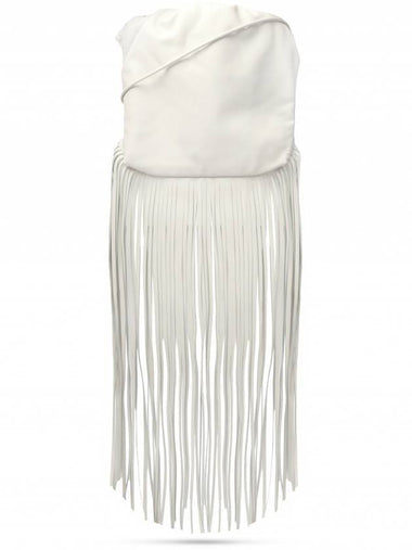 Calfskin The Fringe Pouch Shoulder Bag White - BOTTEGA VENETA - BALAAN 1