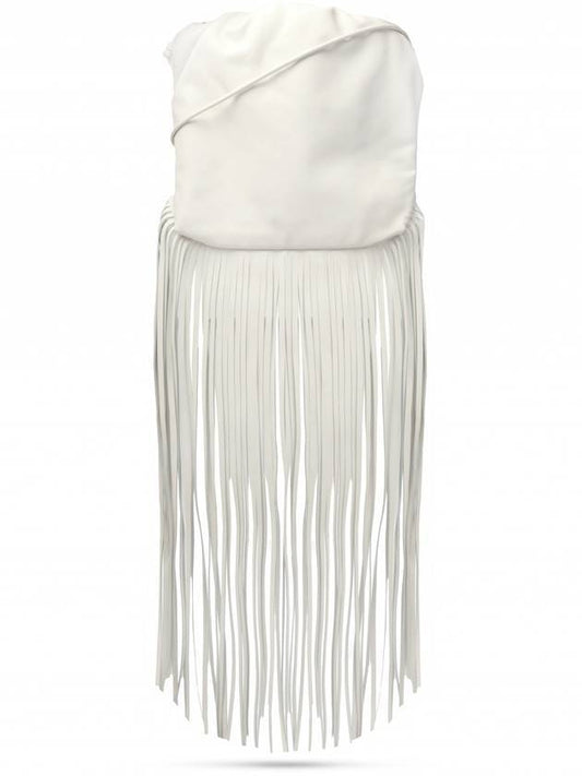 Calfskin The Fringe Pouch Shoulder Bag White - BOTTEGA VENETA - BALAAN 1