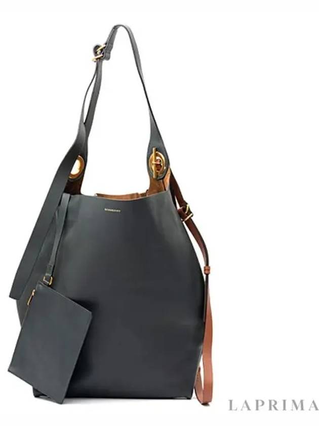 leather grommet hobo shoulder bag - BURBERRY - 3