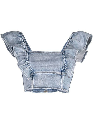 23 fw Orc Cotton Denim Ruffle Top J1274565 B0710443174 - GANNI - BALAAN 1