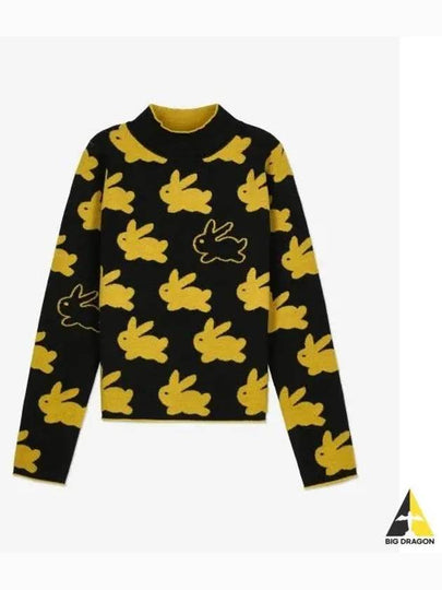 Bunny Motif High-Neck Knit Top Yellow Black - JW ANDERSON - BALAAN 2