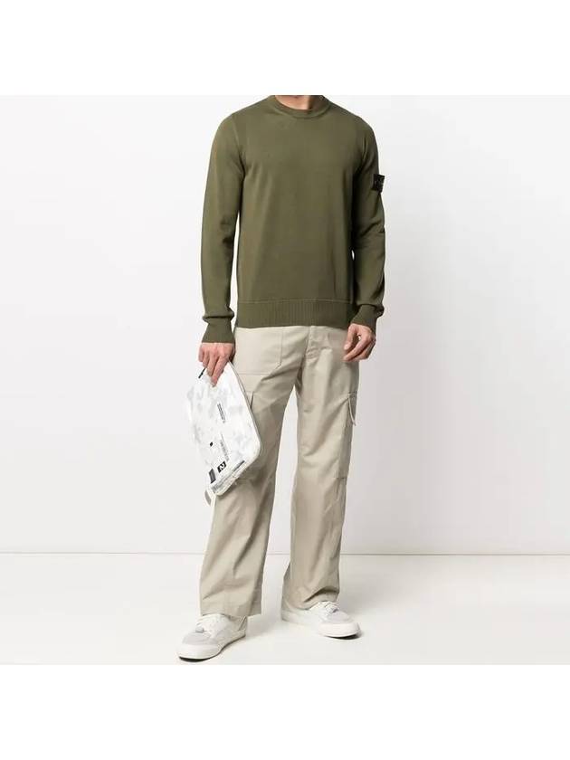 Wappen Patch Cotton Knit Top Khaki - STONE ISLAND - BALAAN 4