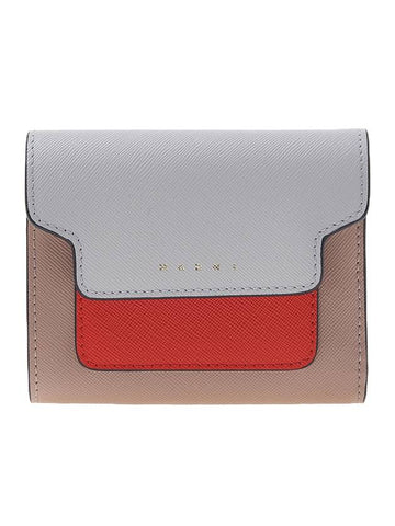 Saffiano Tri-Fold Half Wallet Grey - MARNI - BALAAN 1