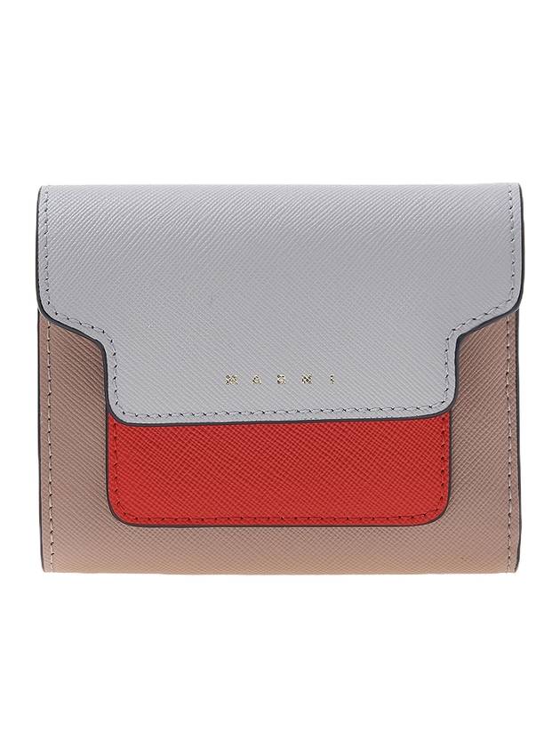 Saffiano Tri-Fold Half Wallet Grey - MARNI - BALAAN 1