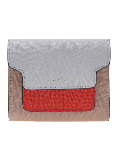 Saffiano Tri-Fold Half Wallet Grey - MARNI - BALAAN 1